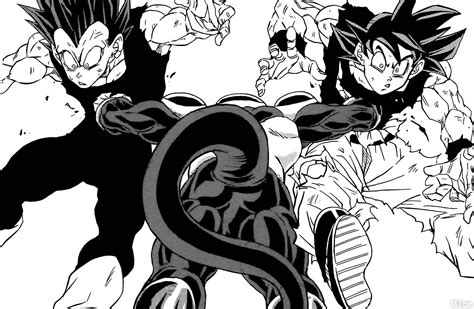 Gokú y Vegeta enfrentando a Black Freezer