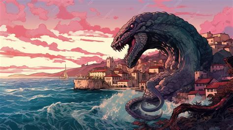 Ilustración de los Titanes atacando una ciudad