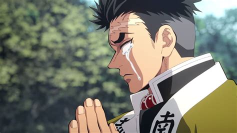 Gyomei Himejima, el Pilar de las Rocas, entrenando a Tanjiro