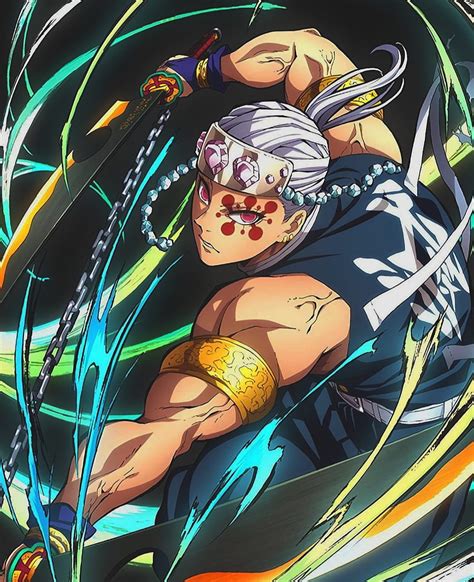 Ilustración de Tengen Uzui en acción