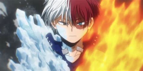 Shoto Todoroki usando su Quirk de hielo