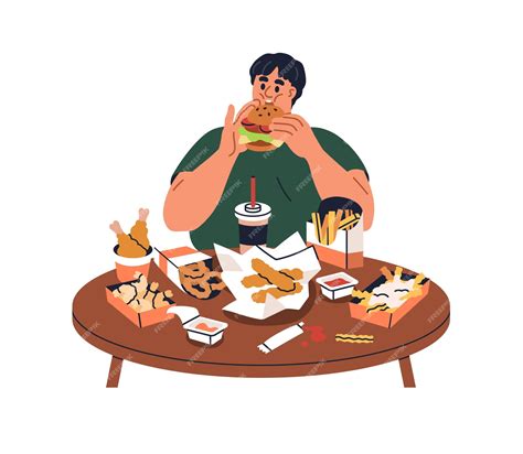 Ilustración de una persona comiendo compulsivamente por estrés