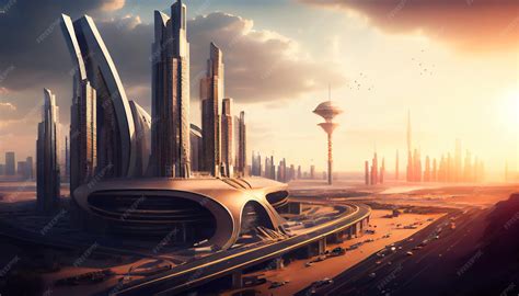 Vista futurista de la ciudad No. 6