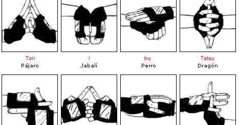 Ilustración de sellos de manos en Naruto