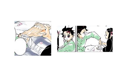 Comparativa de Tanjiro usando su brazo izquierdo