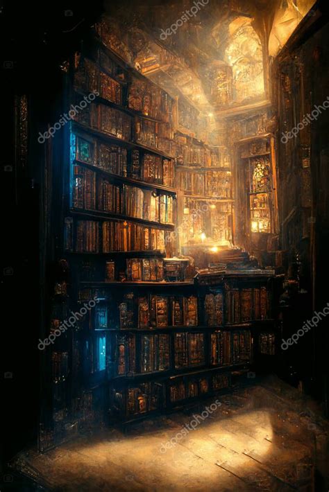 Arte conceptual de una biblioteca mística