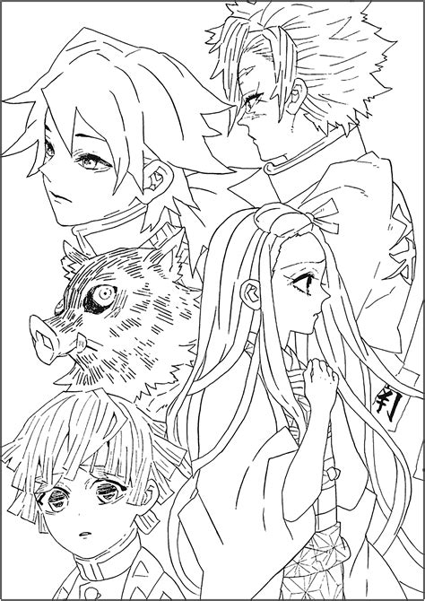 Colección de personajes de Demon Slayer para colorear