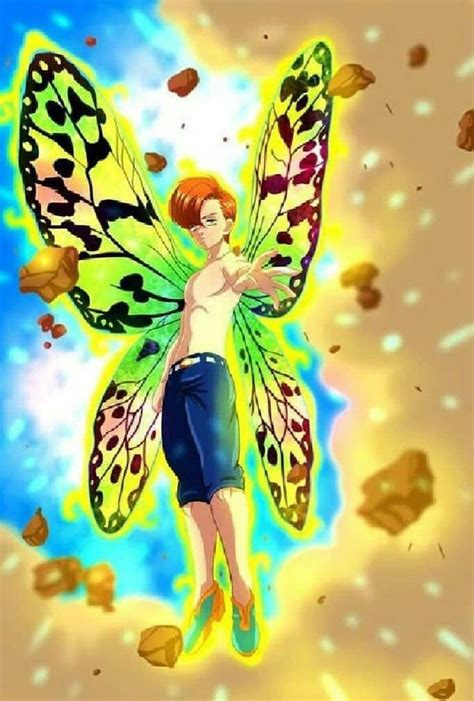 Rey de Nanatsu no Taizai en su forma humana y forma de hada