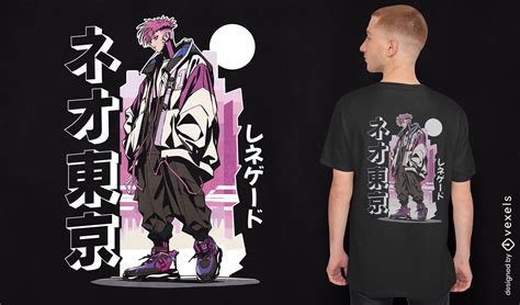 Estampado de personaje de anime en camiseta oversize