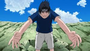 Ilustración de Sasuke decidido a cortar lazos con Naruto