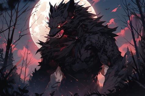 Ilustración de hombres lobo en estilo anime