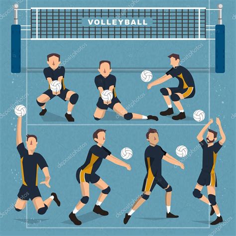 Ilustración de dos jugadores de voleibol interactuando en la cancha
