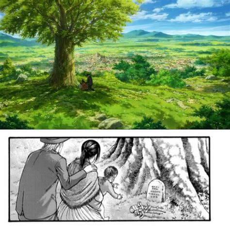 El árbol de Shiganshina y la tumba de Eren