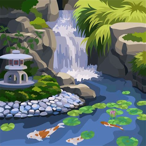 Ilustración de carpas intentando subir una cascada