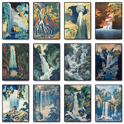 Cuadro de una cascada japonesa