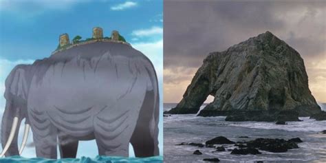 La isla de Zou sobre el elefante gigante