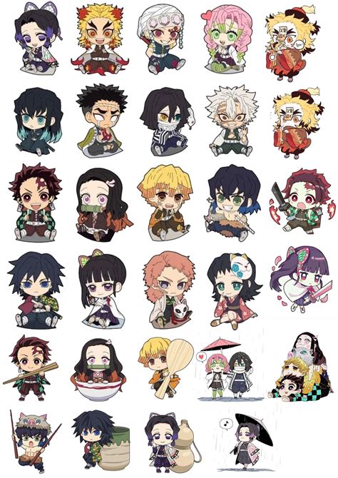 Personajes de Kimetsu no Yaiba en formato chibi