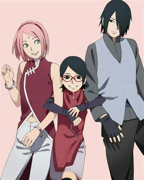 Sasuke, Sakura y Sarada ejecutando ataques combinados