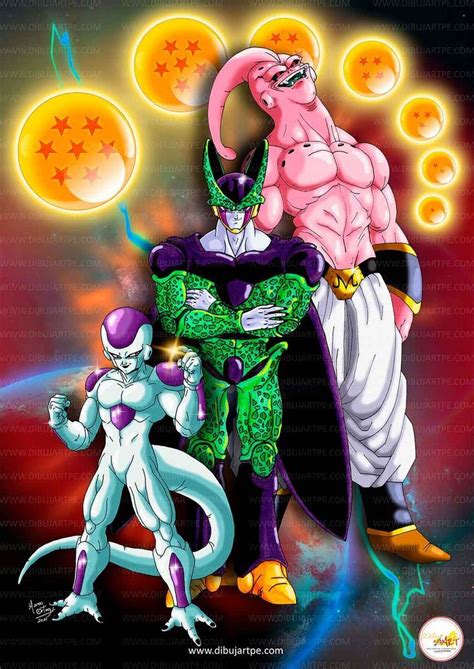 Fan art de la fusión de Majin Buu, Freezer y Cell por Justice-71