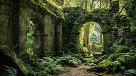 Ruinas de un edificio antiguo cubierto de vegetación