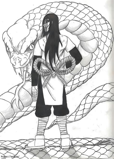 Ilustración de Orochimaru en su forma de serpiente gigante
