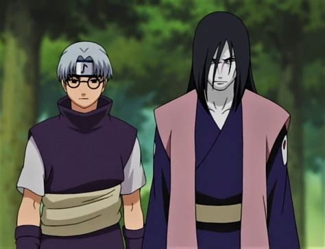 Orochimaru y Kabuto discutiendo el plan para obtener el Sharingan