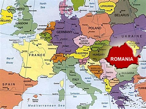 Mapa de Europa destacando Rumania y la región de Transilvania