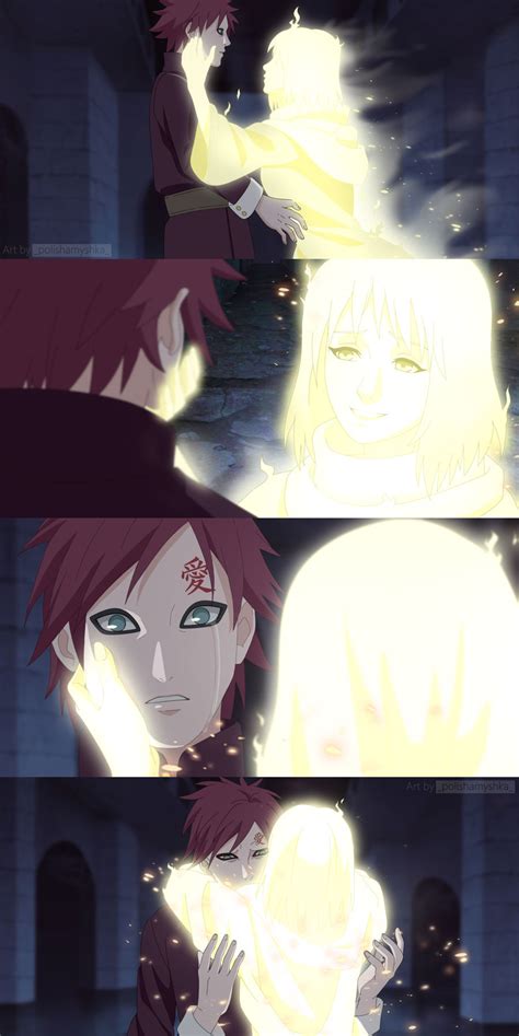 Ilustración de Karura protegiendo al bebé Gaara con arena