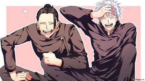 Ilustración de Satoru Gojo y Suguru Geto como estudiantes de secundaria
