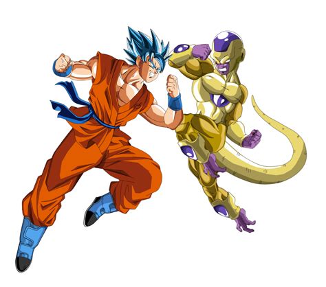 Goku en Super Saiyajin Blue y Freezer en Golden Freezer