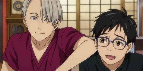 Escena de Yuri!!! On Ice con Yuuri y Victor