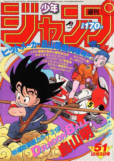 Ilustración de la portada de Weekly Shonen Jump de 1984 con Goku y Bulma