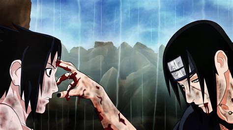 Sasuke e Itachi preparándose para luchar