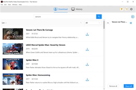 Interfaz del software MovPilot para descargar videos