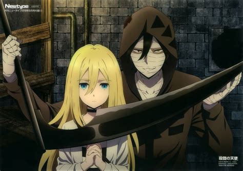 Ilustración de los personajes principales de Satsuriku no Tenshi