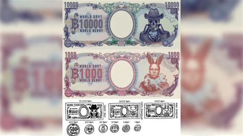 Representación de billetes y monedas de Berry en One Piece