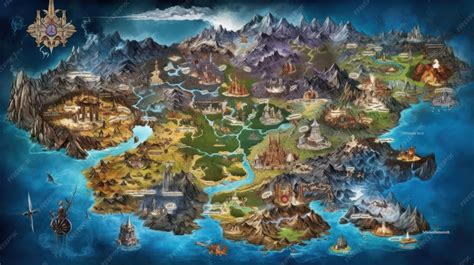 Mapa del mundo del juego con ubicaciones clave