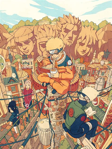 Naruto y Sasuke en la Aldea de Konoha