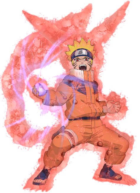 Ilustración de Naruto con el chakra del Kyubi envolviéndolo