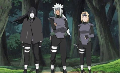 Orochimaru vistiendo el uniforme ninja de Konoha.