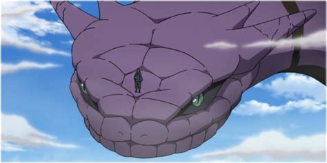 Orochimaru invocando a la serpiente Manda.