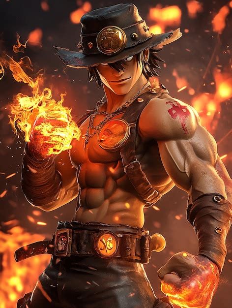 Portgas D. Ace usando sus poderes de fuego