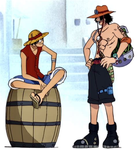 Comparación visual de Ace y Luffy mostrando su parecido físico