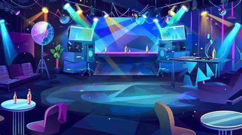 Ilustración de un club nocturno con luces de neón