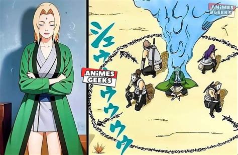 Tsunade invocando a Katsuyu para curar a los Kages