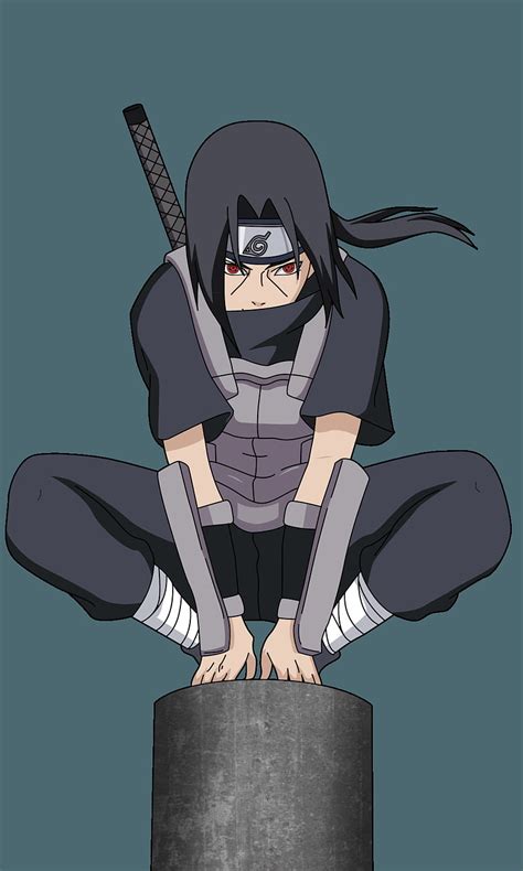 Ilustración de Itachi Uchiha en su uniforme ANBU
