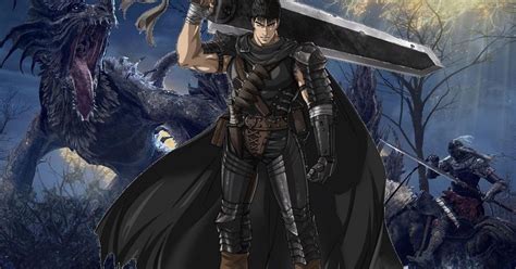 Ilustración de Guts, el protagonista de Berserk, blandiendo su espada Matadragones.