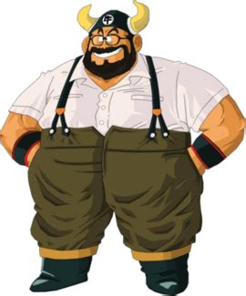 Ilustración del Rey Gyuma con su gran tamaño y barba