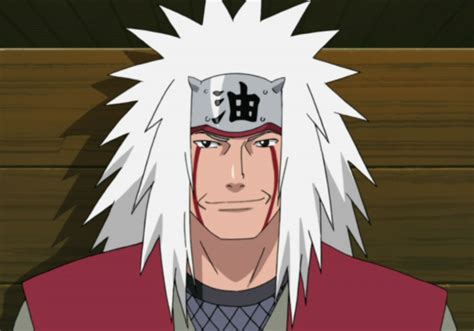 Primer plano del protector de frente de Jiraiya con el kanji 