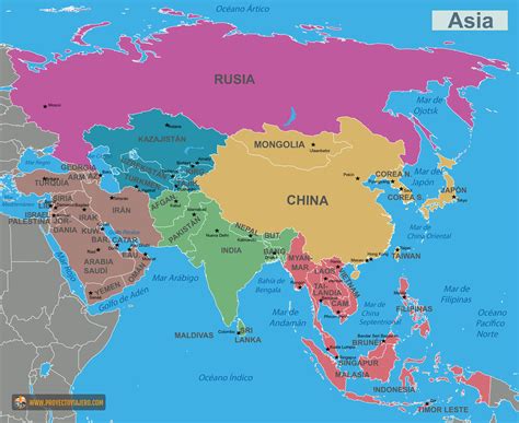 Mapa de Asia con puntos de origen de manhwas